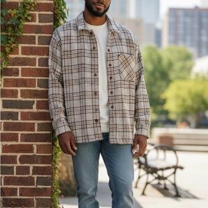 Common People men’s XL glen plaid shacket new with tag